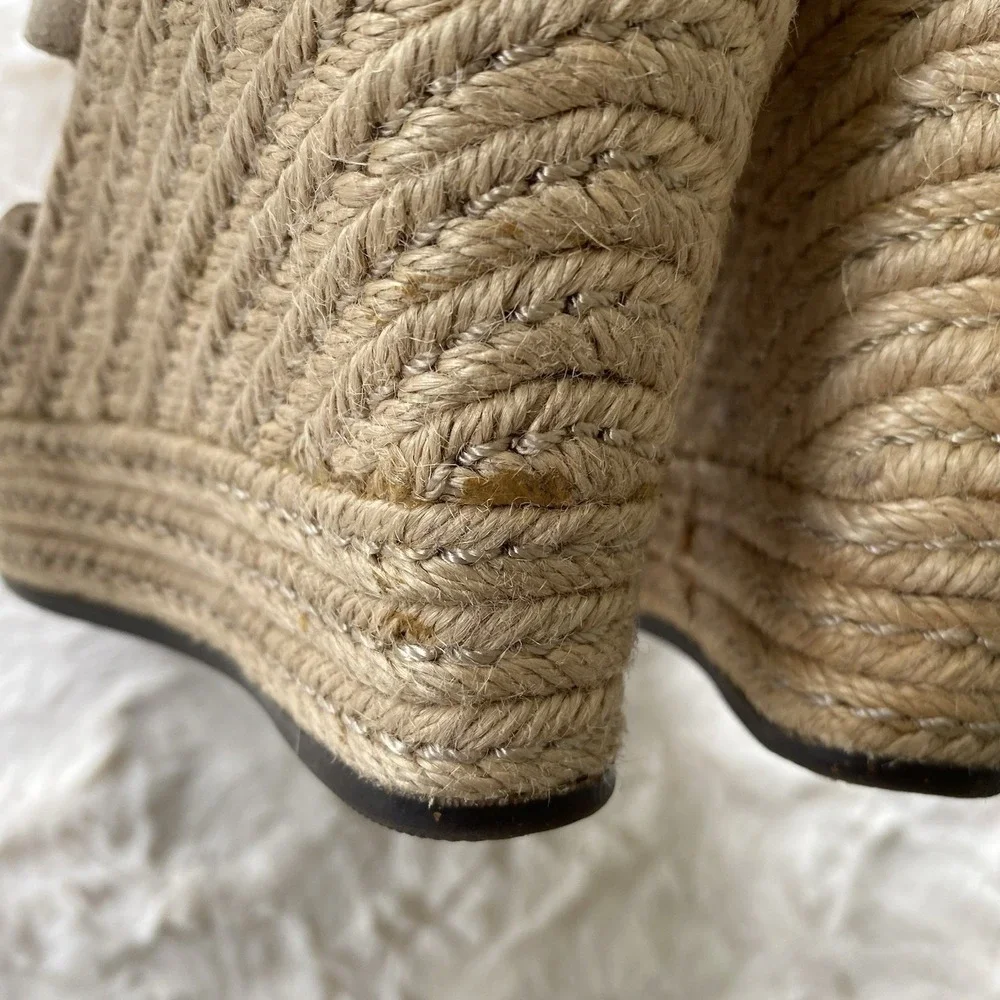 UGG Tawnie Leather Platform Espadrilles Slip On Wedge Sandals Size 8 Nautical